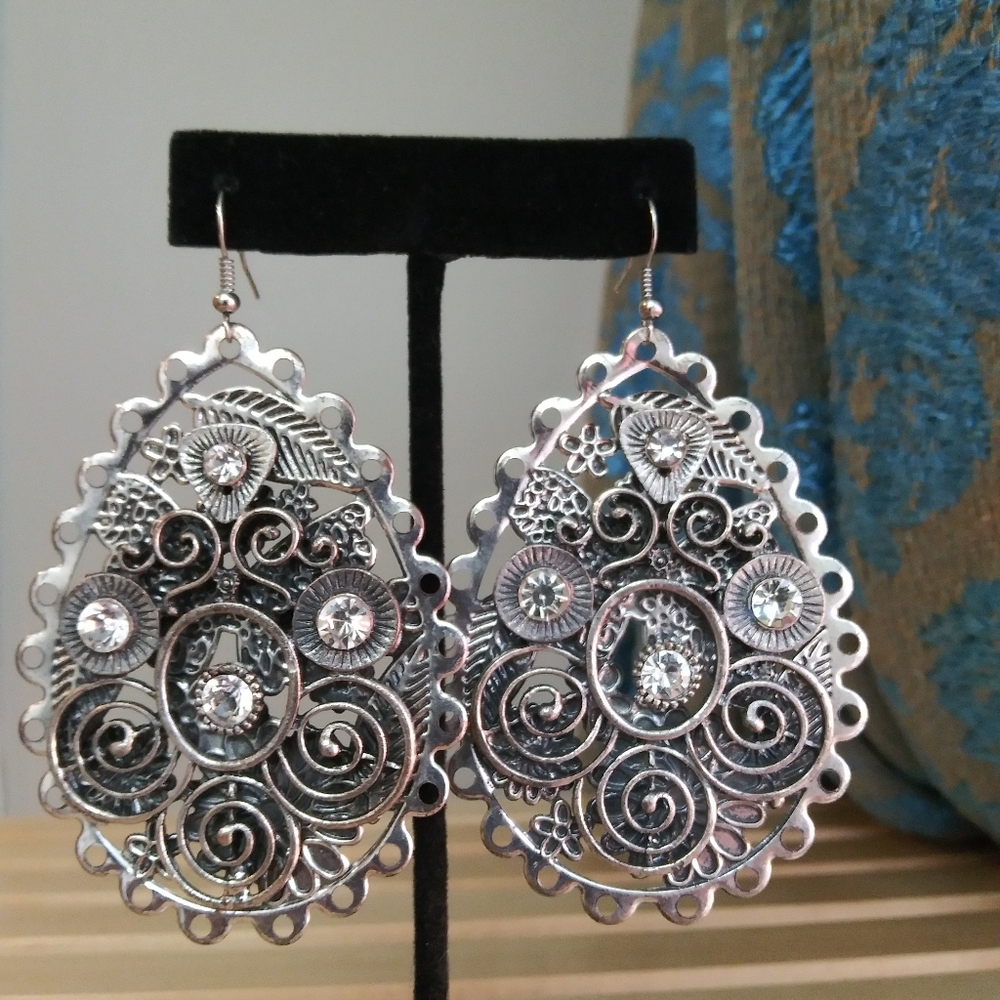 Filigree native American mixed steampunk earrings.